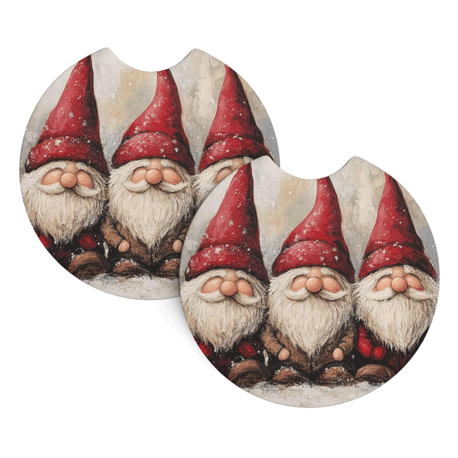 2 Pack Car Cup Holder Coasters 2.7 Inch Universal Anti-Slip Shockproof Car Cup Holder Insert Xmas Funny Gnomes Car Coasters Drink Coasters Cup Holder Coasters for Car Accessories