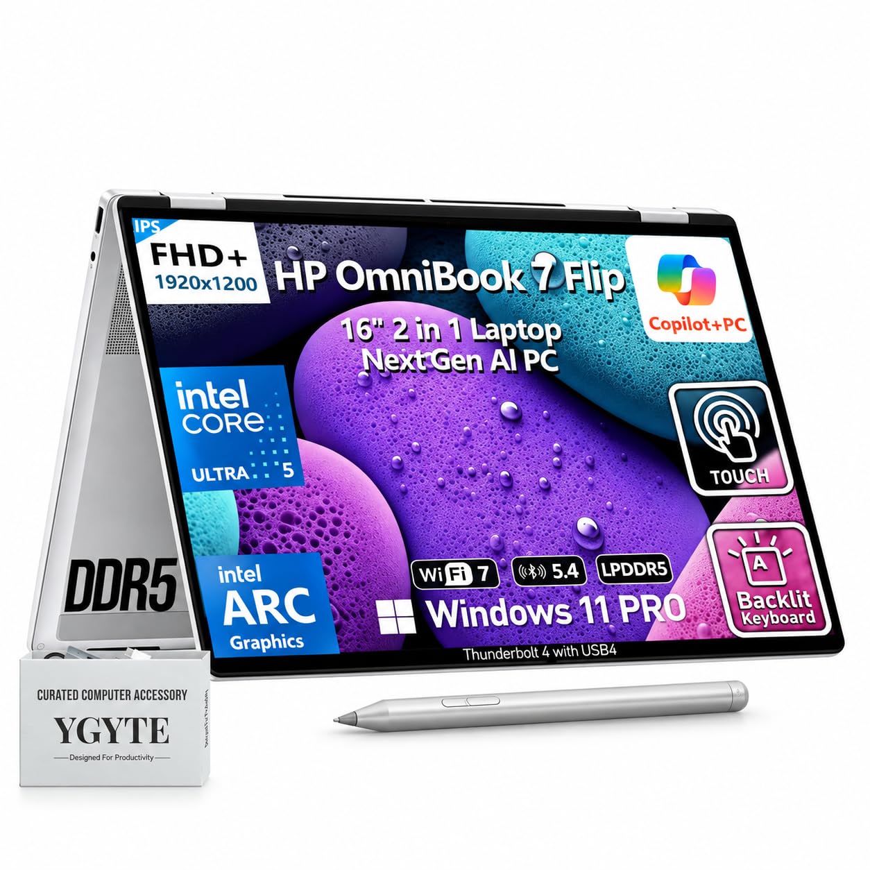 HP OmniBook 7 Flip 16" 2 in 1 Laptop|Intel Core Ultra 5|16GB DDR5 128GB SSD