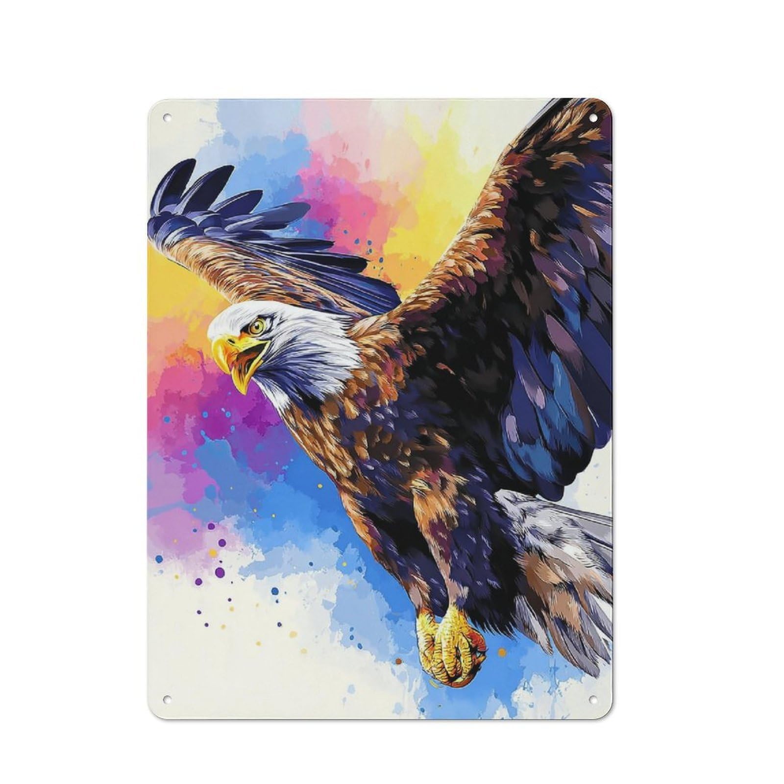 Junmoney Colorful Eagle Flight Artwork Metal Wall Sign 40X30cm Featuring For Garage Or Workshop, For Vintage Wall Decor Fans, For Metal Sign Collectors