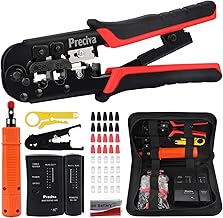 Preciva Cat5/Cat5e Crimping Tool Set, Network Repair Tools, Network Tool Set, Network Cable Tester, Patch Cable Tester, Computer Maintenance, LAN Cable Tester