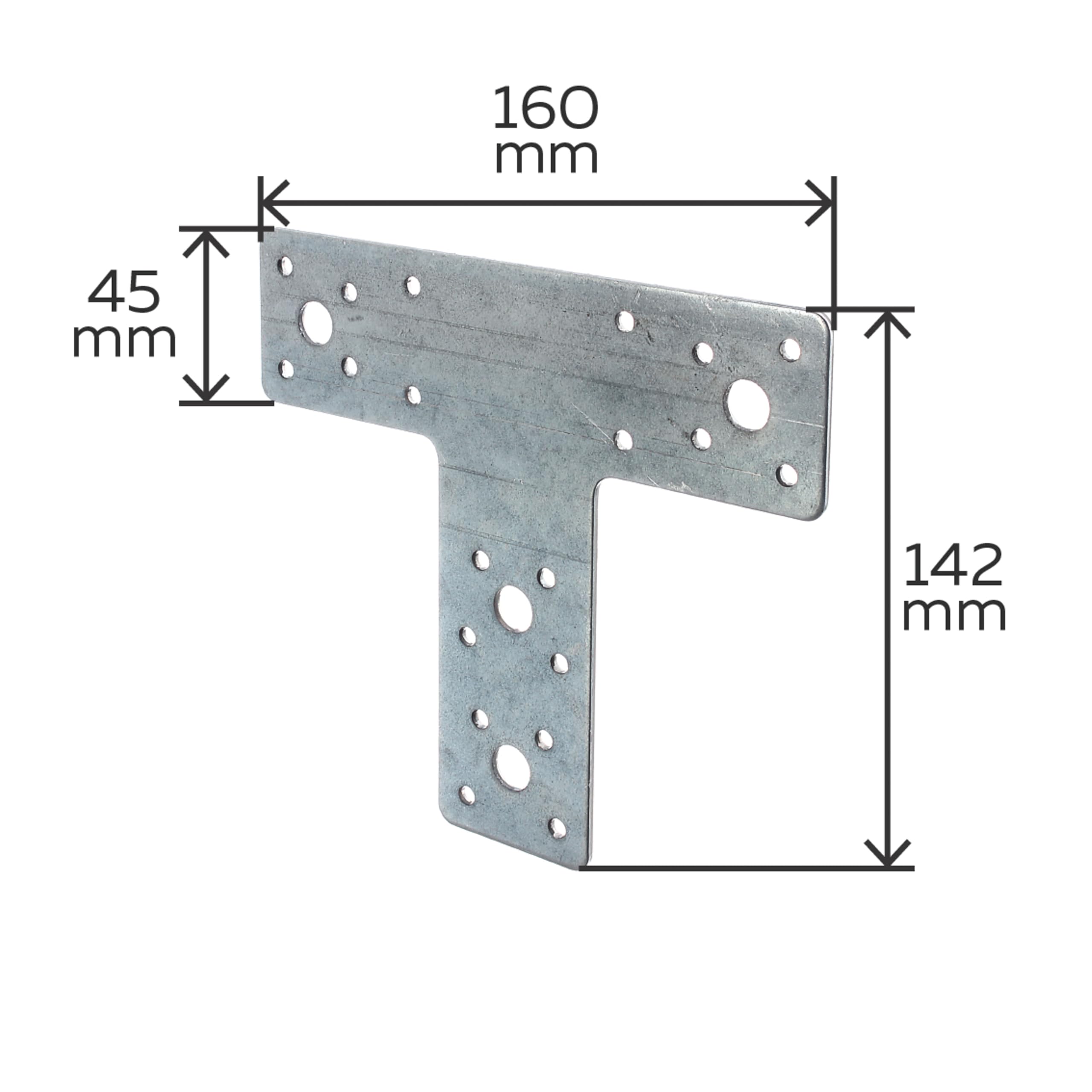 Alberts 866716 Platine d'assemblage | en forme de T | galvanisée Sendzimir | 160 x 142 x 45 mm | kit de 20