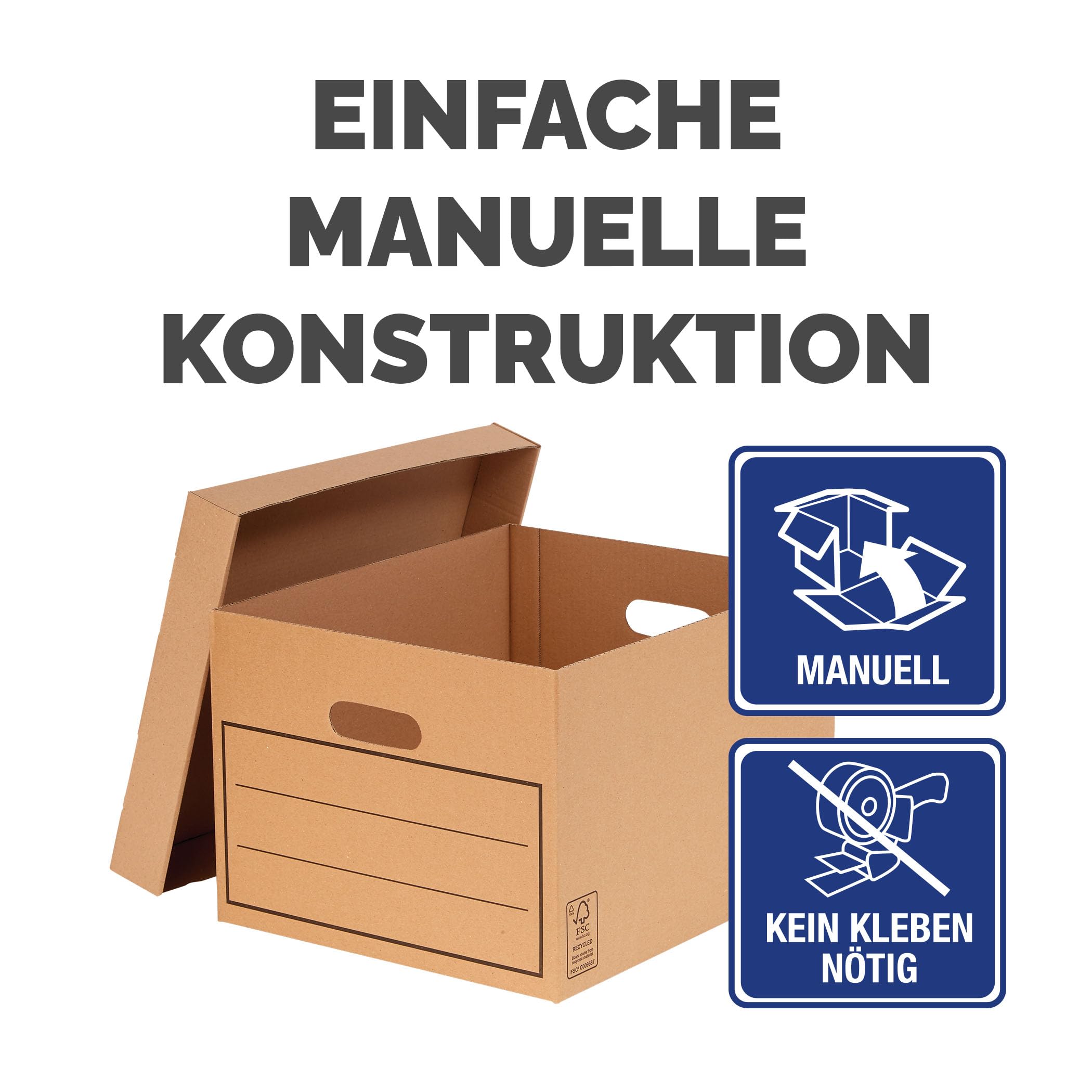 BANKERS BOX Aufbewahrungskarton mit Deckel aus stabiler B-Flute Wellpappe, braun, für Haushaltsgegenstände, Spielzeug, Dokumente, 100% recycelt und recycelbar, 10 Stück