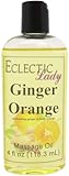 Ginger Orange Massage Oil, 4 oz, With Sweet Almond Oil and Jojoba Oil, Preservative Free, Perfect for Aromatherapy and Relaxation