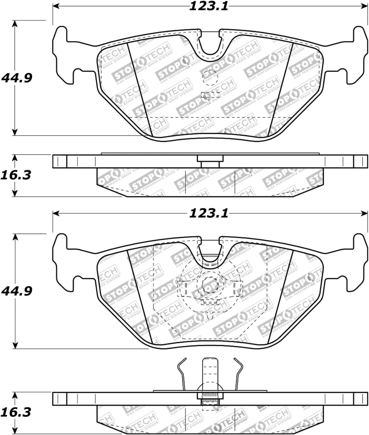StopTech 308.03960 Street Brake Pads; Rear with Shims and Hardware