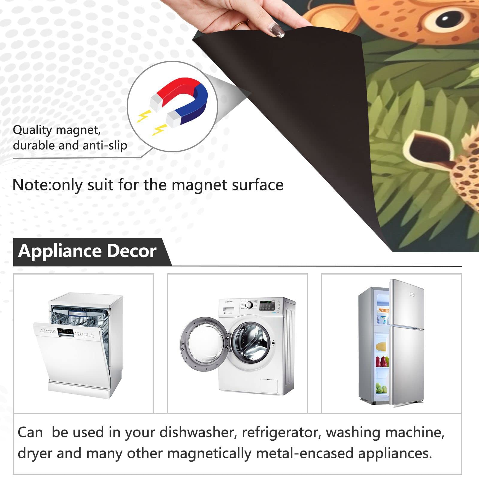 GZHJMY Summer Dog Dishwasher Panel Decal Magnet Cover Sticker, Magnetic