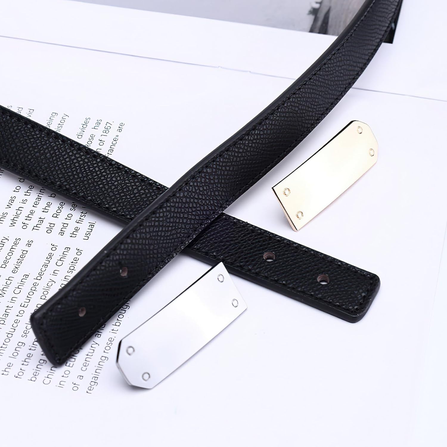 FENLDY Adjustable Thin Belts For Womens Skinny Belts For Dresses Womens Solid Color Alloy Snap-On Belts For Jeans - Image 6