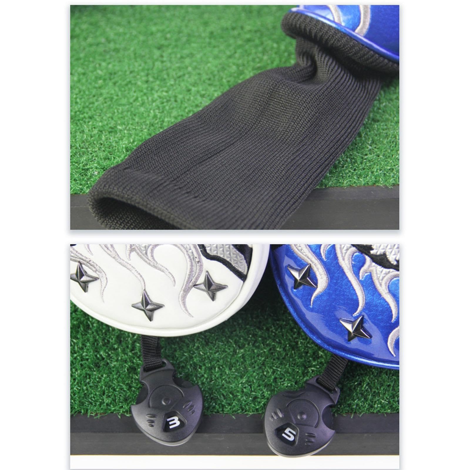 Coprimazze in Legno, PU e Nylon di qualità per coprimazze da Golf di Lunga Durata, da Driver, in Legno, legni Golf Spessi, Fairway per Driver