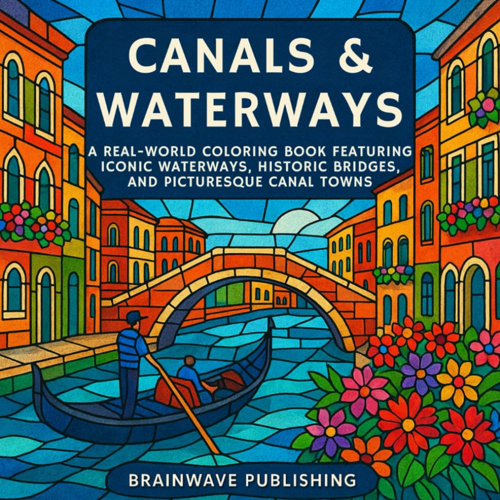 Canals & Waterways: A Real-World Coloring Book Featuring Iconic Rivers, Historic Bridges, and Picturesque Canal Towns