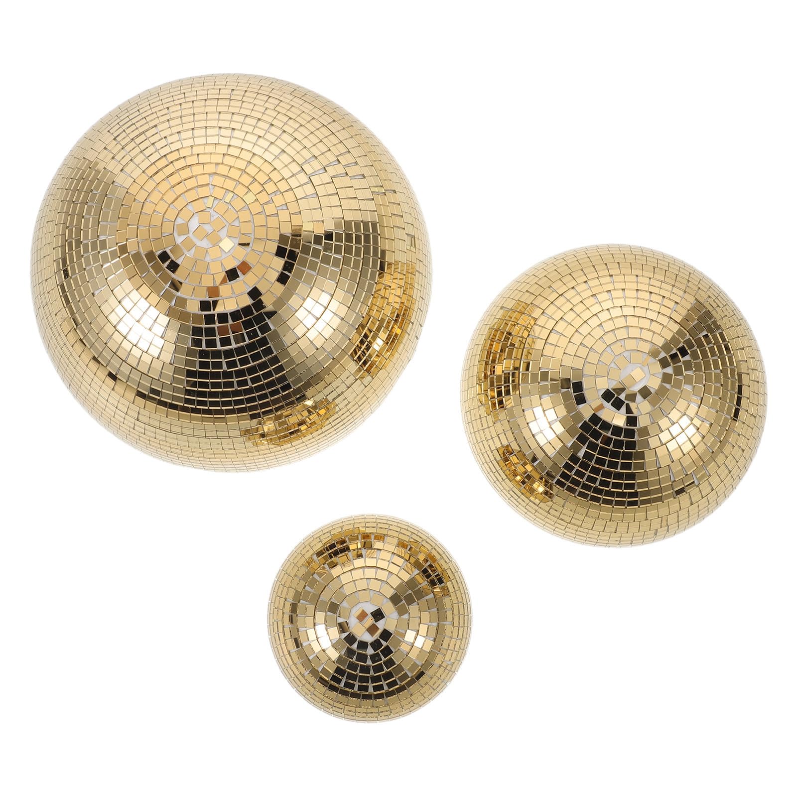 VALICLUD 3 Piezas Bolas de Discoteca de Espejo, Vidrio Dorado, Hemisferio