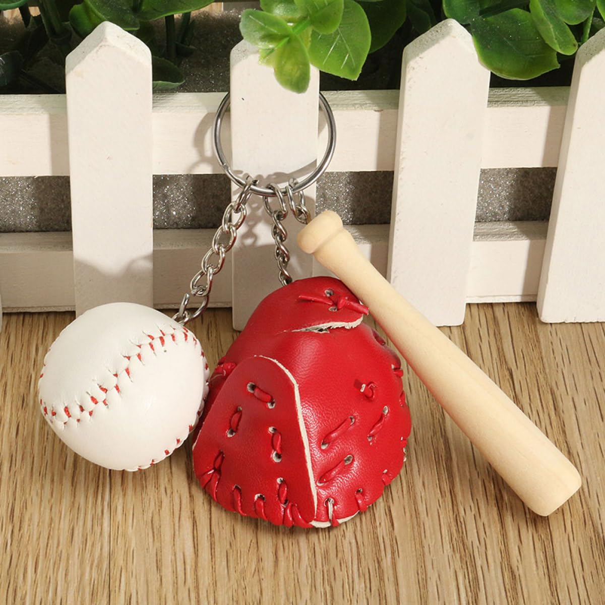Portachiavi da Baseball Portatile, 6 Pezzi, Pu e Legno | Ciondolo Decorativo, Accessorio per Borsa e Cellulare, per Festa e Partita Sportiva