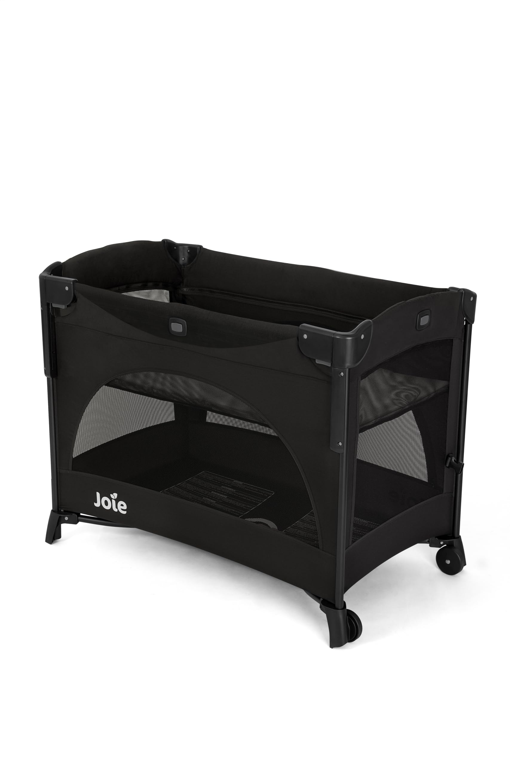 Joie Kubbie™ Sleep Reisebett, 2-in-1 Beistellbett, absenkbare Seite, herausnehmbarer Einsatz, kompakt faltbar – Geburt bis 3 Jahre (0–15 kg), Farbe Shale