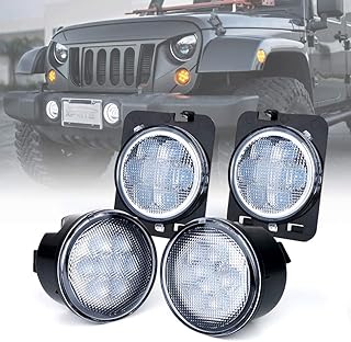 Xprite LED Turn Signal & Side Marker Lights Kits, Led Lights Compatible with 2007-2018 Jeep Wrangler JK & Wrangler Unlimited - Clear Lens