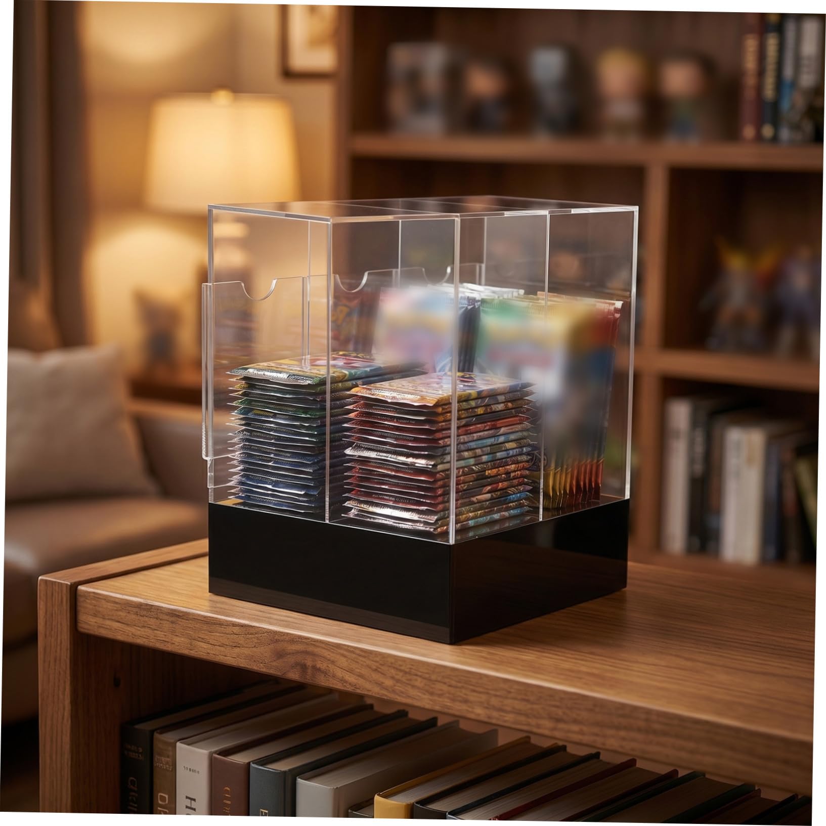 Toyvian Espositore con 3 Scomparti per Carte da Gioco in Acrilico Trasparente per Più di 36 Pacchetti, Superficie Opaca, per Organizzare e Mostrare Carte in Negozi e Scaffali