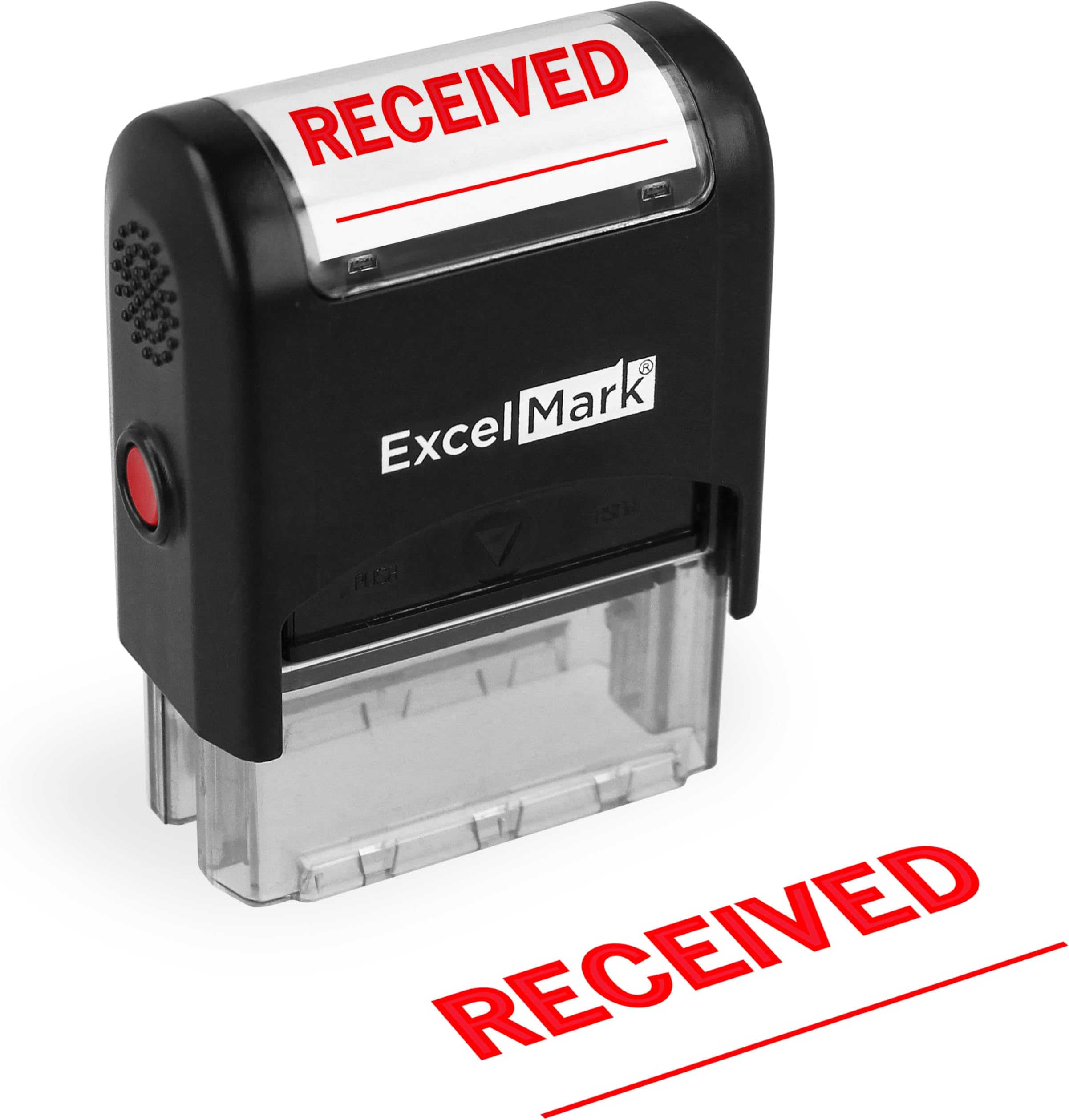 ExcelMark RECEIVED With Signature Line Self-Inking Rubber Stamp (A1539-Red Ink)