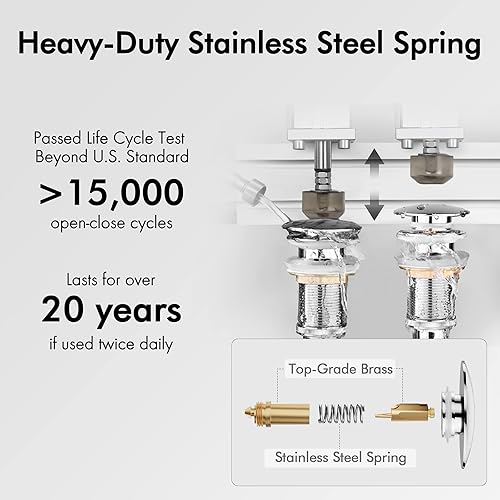 Miniatura 79 de KES S2008A-BK-P2 - Drenaje desplegable para lavabo de baño, 2 unidades de acero inoxidable T304 y latón, 2 unidades para lavabo de baño, color negro