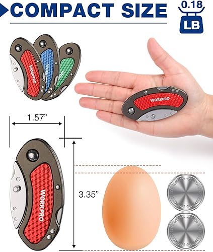 Miniatura 2 de WORKPRO Juego de cuchillos plegables de cambio rápido, mecanismo de bloqueo trasero de 3 piezas con 10 cuchillas adicionales