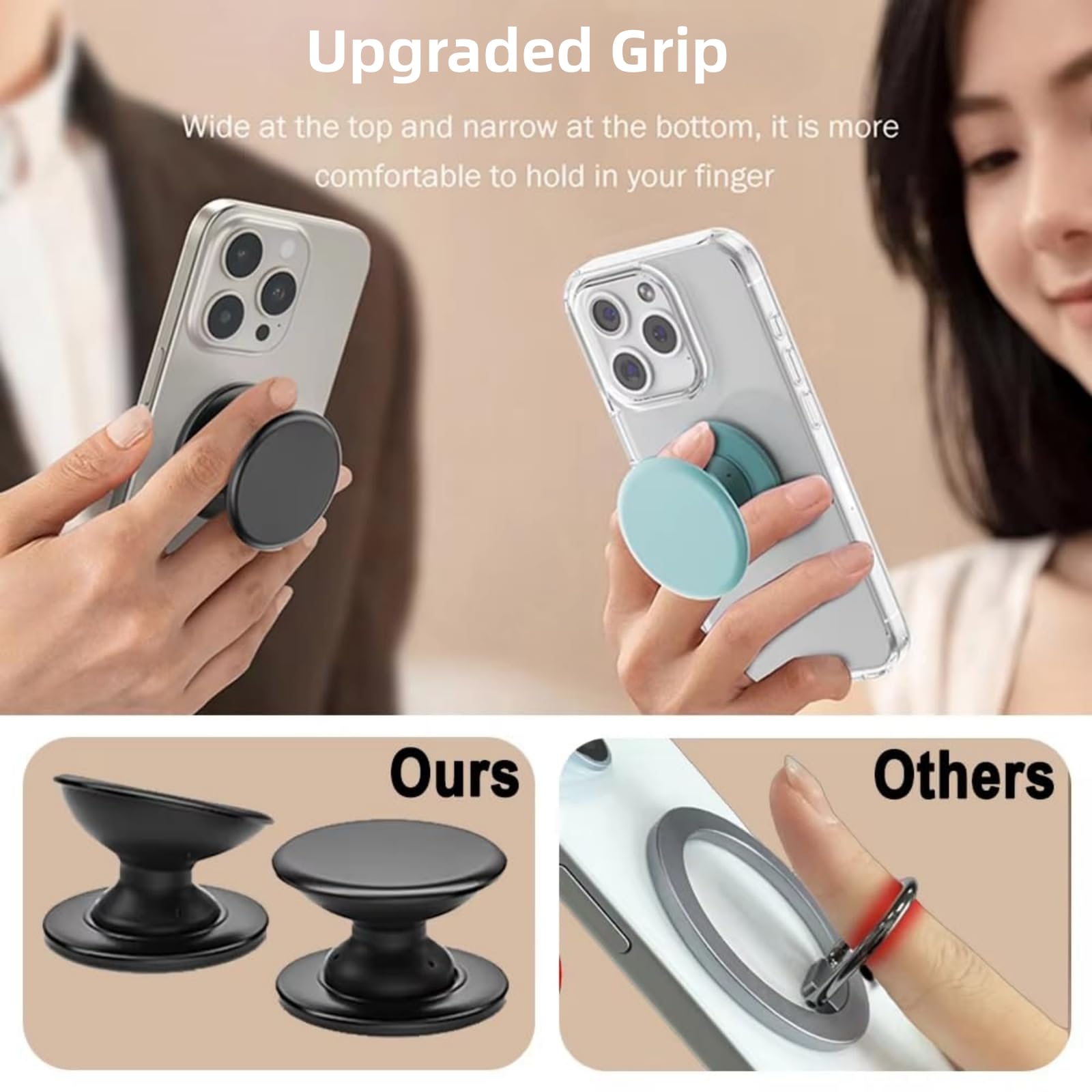 Macaron Solid Color Design Expandable and Collapsible Mobile Phone Grip Stand Holder for Phone Tablet Cell Phone Accessory, Pink