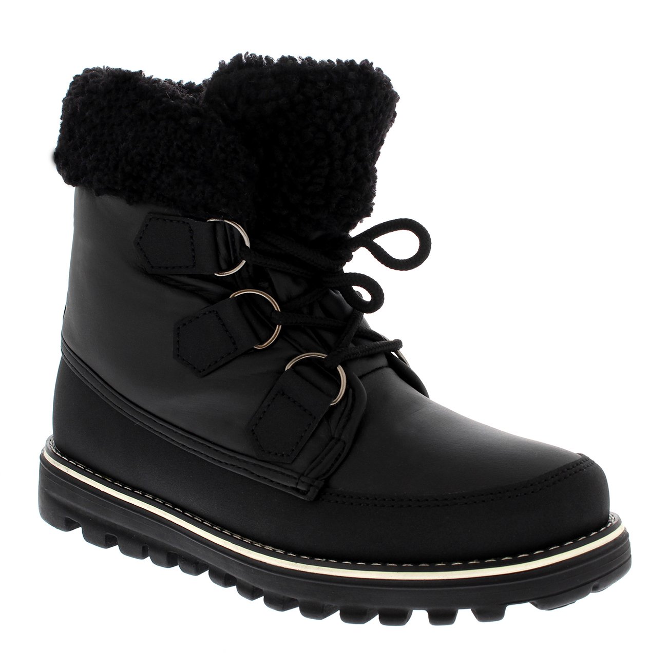 Polar Boot Womens Fleece Lined Snow Winter Waterproof Hiking Durable Ankle Boots - Black - UK6/EU39 - YC0497