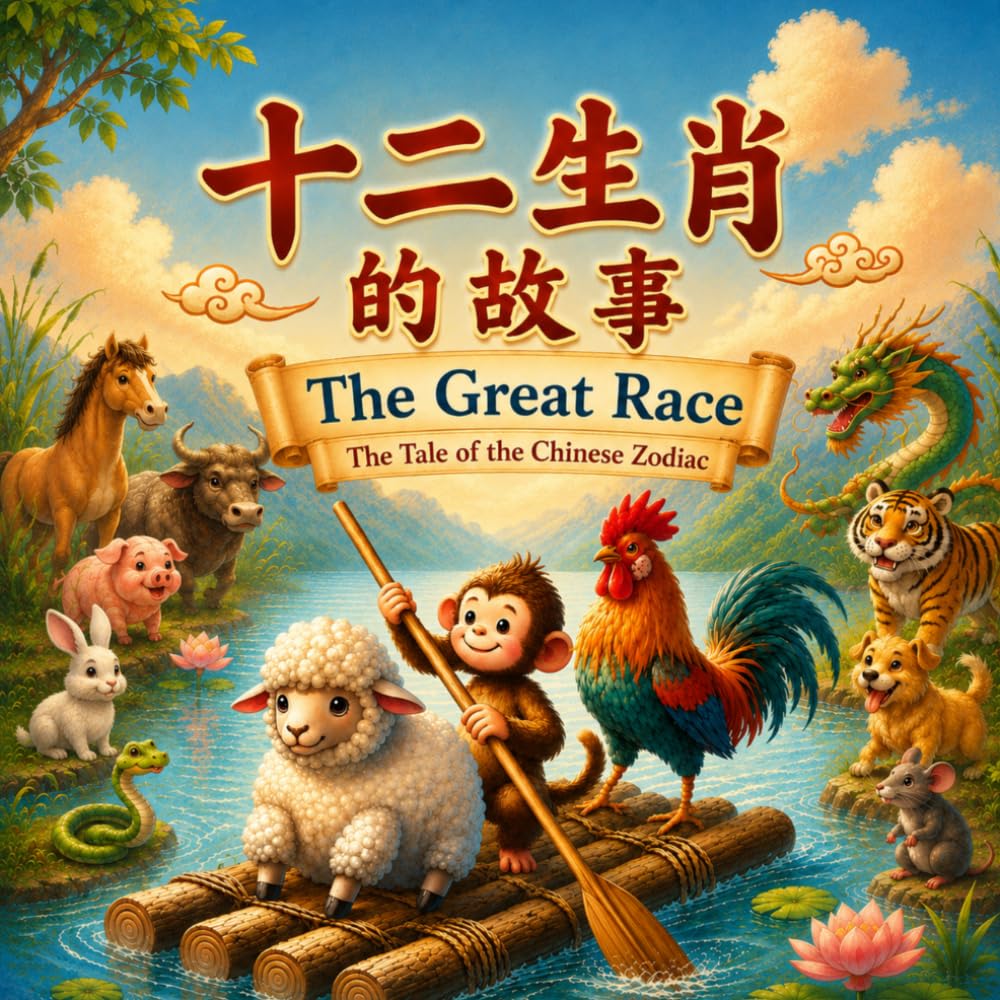 The Great Race - The Tale of the Chinese Zodiac: Chinese Mythology Stories for Kids in English, Chinese, and Pinyin (English-Chinese Bilingual Kids' Books)