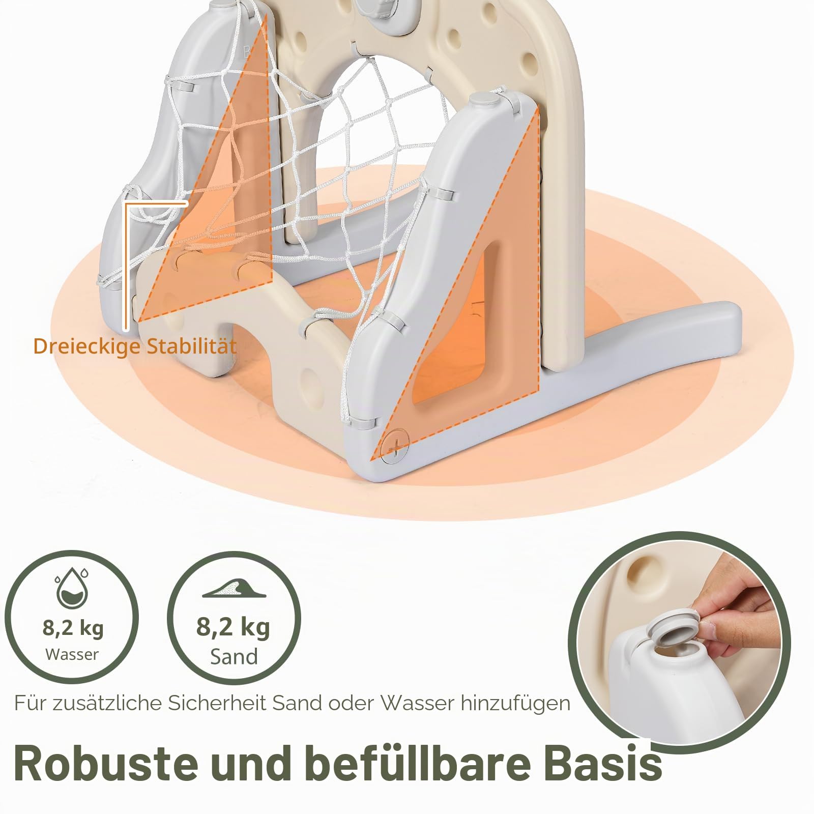 HOMASIS 3 in 1 Kinder Basketballkorb Set, multifunktionaler Basketballständer mit Fußballtor & Golf für Kleinkinder, höhenverstellbarer Basketballkorb mit Ständer inkl. Bälle & Golfschläger