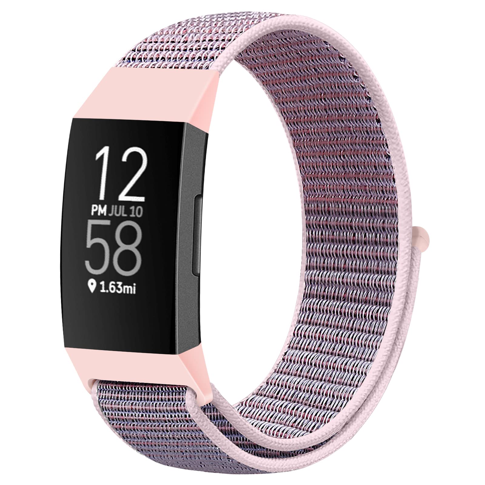AVOD Nylon Watch Bands Compatible with Fitbit Charge 4/Charge 3/SE, Soft Replacement Wristband Breathable Sport Strap with Band for Women Men (Pink Sand) — image 1