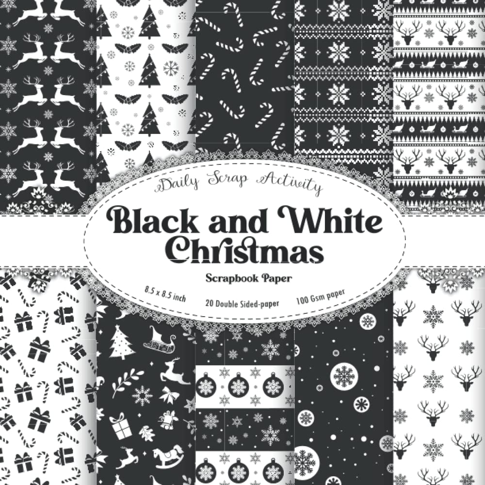 Amazon.com: Black and White Christmas Scrapbook Paper: Christmas Tree ...