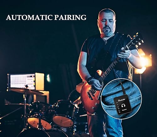 Miniatura 4 de Ueteto Sistema de monitor inalámbrico intrauditivo 2.4G Sistema estéreo IEM con transmisor receptor de cinturón emparejamiento automático, para