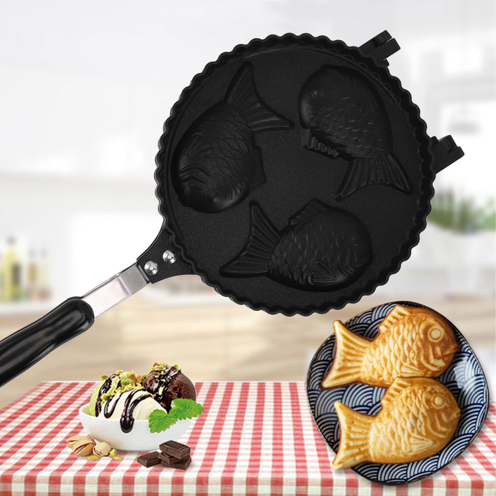 Poêle Taiyaki, Poêle En Aluminium En Forme de Poisson, Gaufrier Antiadhésif En Forme de Poisson, Taiyaki Double Face pour la Cuisine à la Maison, le Dessert de Fête