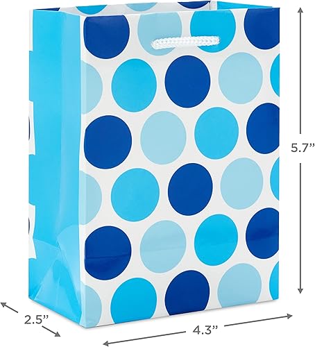 Miniatura 3 de Image Arts - Bolsas de regalo pequeñas de 5 pulgadas a granel (10 bolsas azules y blancas, copos de nieve, rayas, muñecos de nieve, lunares) para