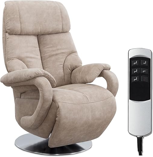 CAVADORE TV-Sessel Istanbul / Fernsehsessel mit elektrisch verstellbarer Relaxfunktion / 2 E-Motoren / 80 x 115 x 79 / Lederoptik: Beige