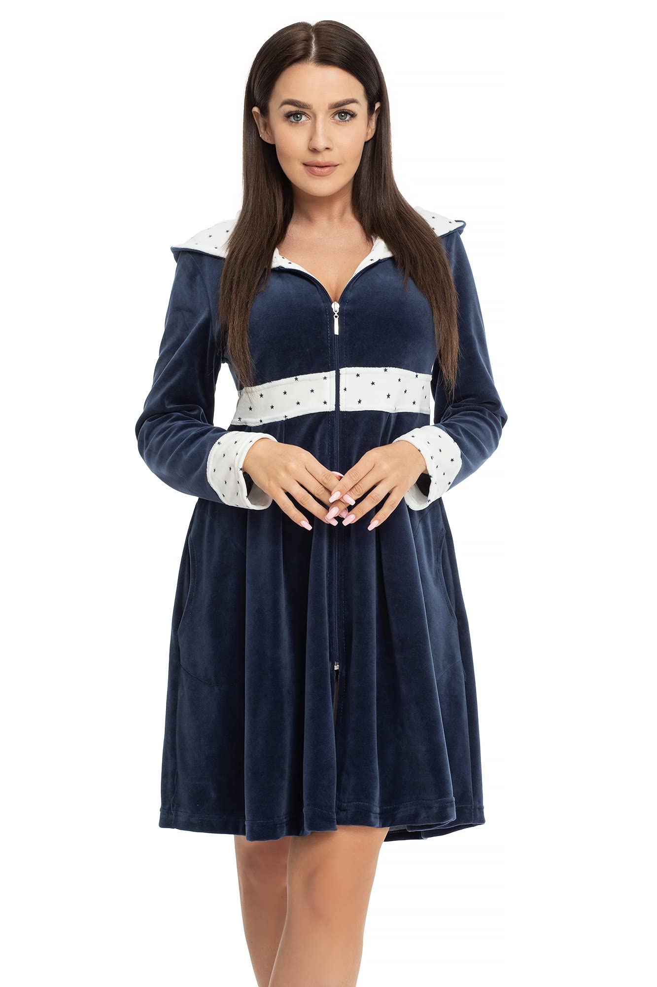 DOROTA Souple Peignoir ou robe de chambre Femme Tendance avec Poches et Ceinture, fabriqué dans l'UE