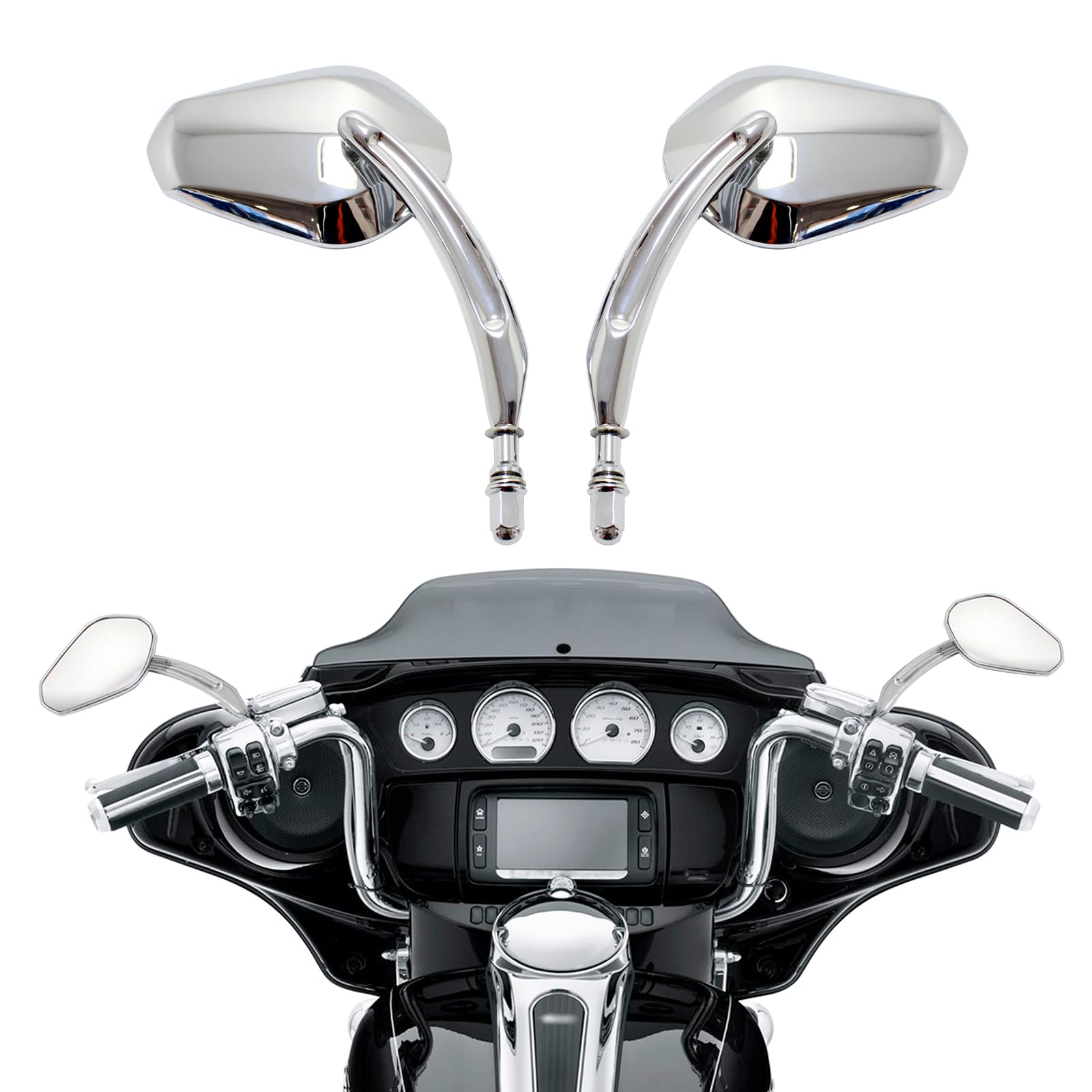 DREAMIZER Motorcycle Vintage Mirrors 8mm Rear View Mirror Black Compatible with Harley Dyna Bobber Softail Chopper Cruiser Cafe Racer Street Electra