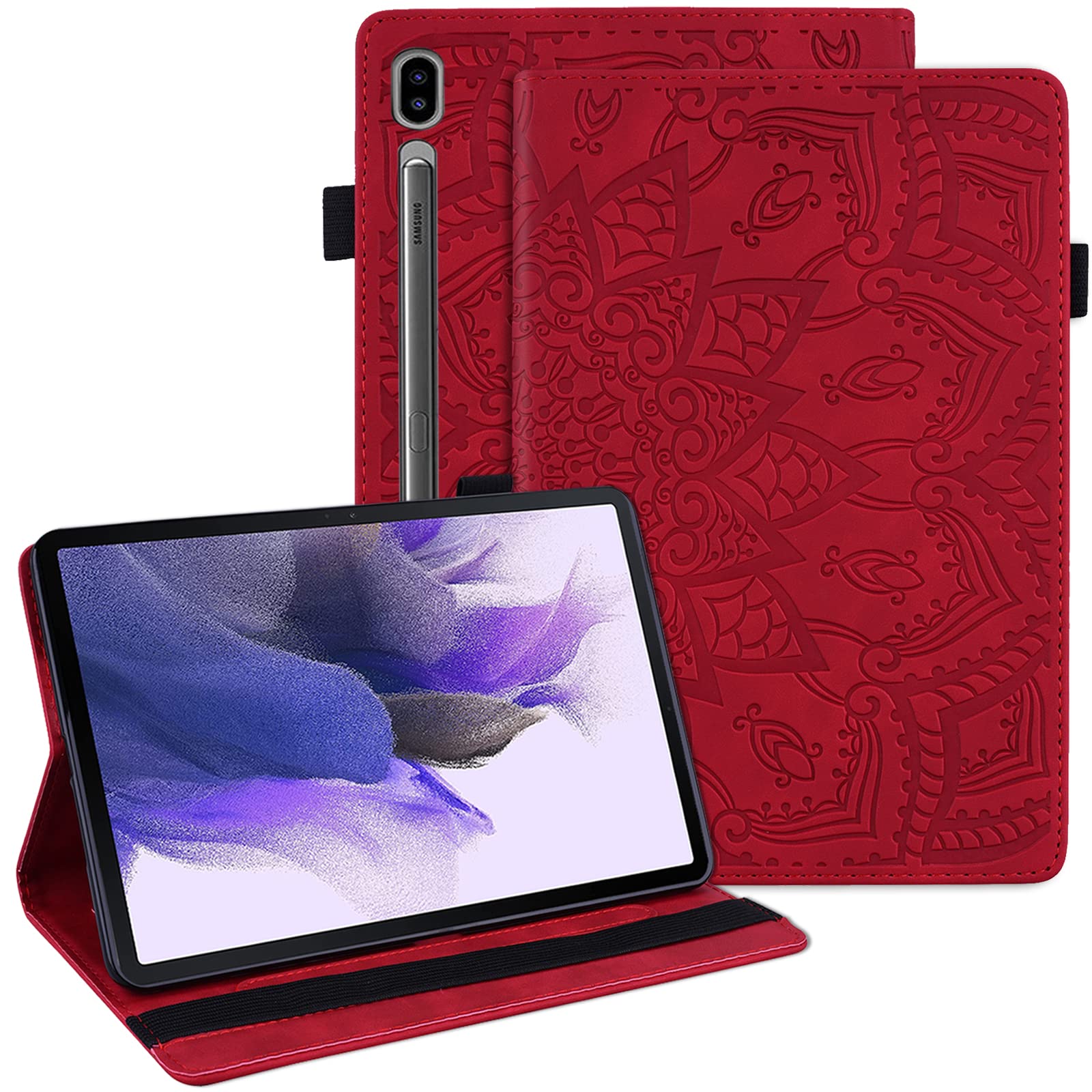 Dteck Case for Galaxy Tab S10 Ultra 2024,Galaxy Tab S9 Ultra/S8 Ultra Case 14.6",Premium PU Leather Embossed Mandala Case Card Holder Wake/Sleep Flip
