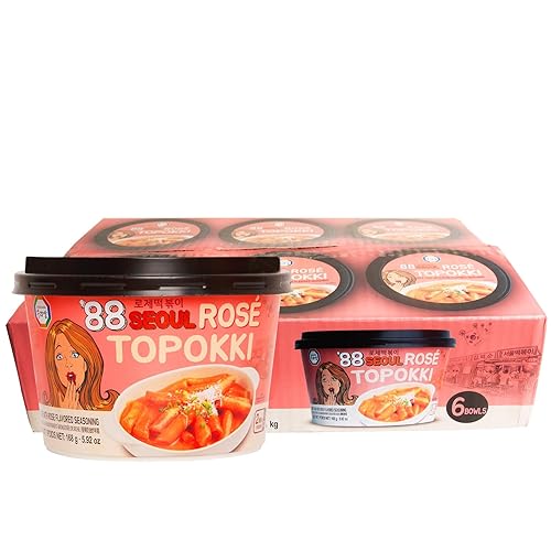 Surasang Rose Tteokbokki, pasteles de arroz coreanos picantes con sabor a rosa dulce y suave, paquete de 6