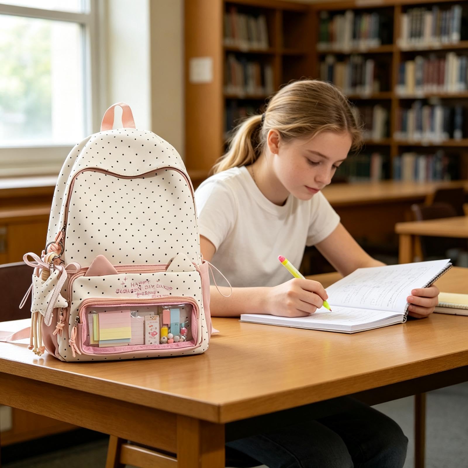 Zaino per la scuola con ciondolo a forma di stella e grande casual, Colore