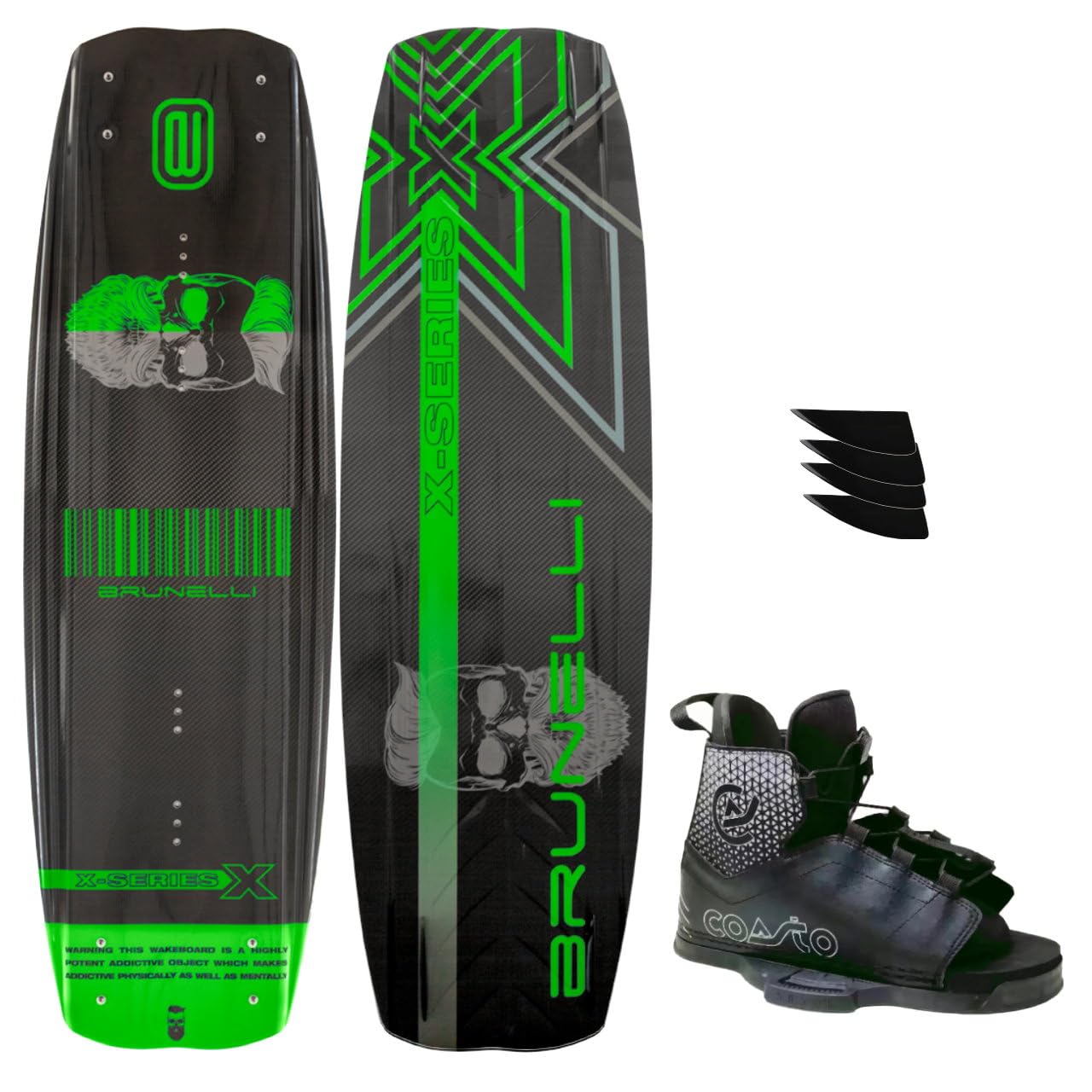 BRUNELLI Coasto Diamond Juego de wakeboard 138 cm tabla fijación verde