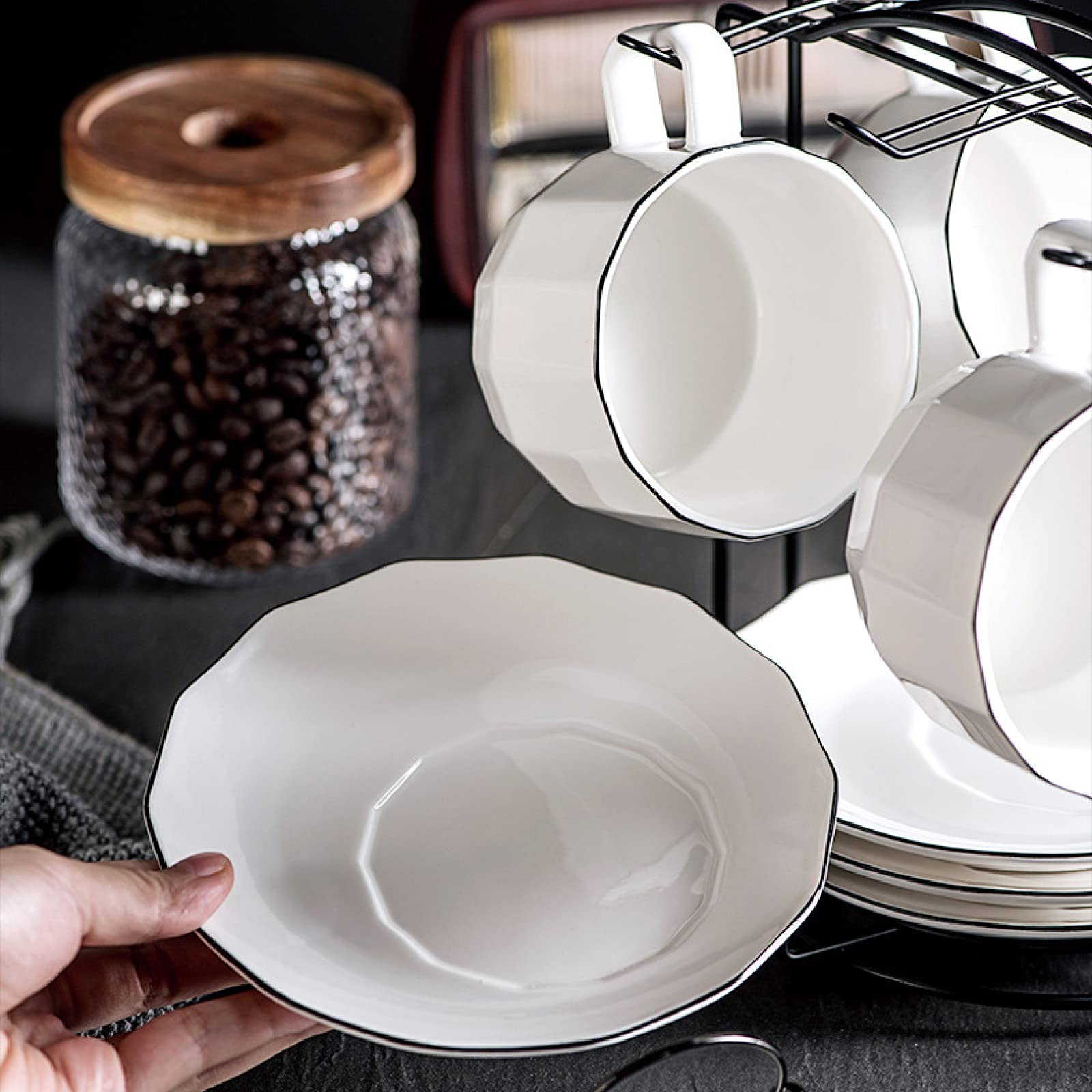 Porcelanowy Zestaw Filiżanek Do Kawy I Spodków Filiżanki Do Herbaty Ceramiczne Kwiatowe Herbata Kawa S Zestaw 6 Do Domu I Biura