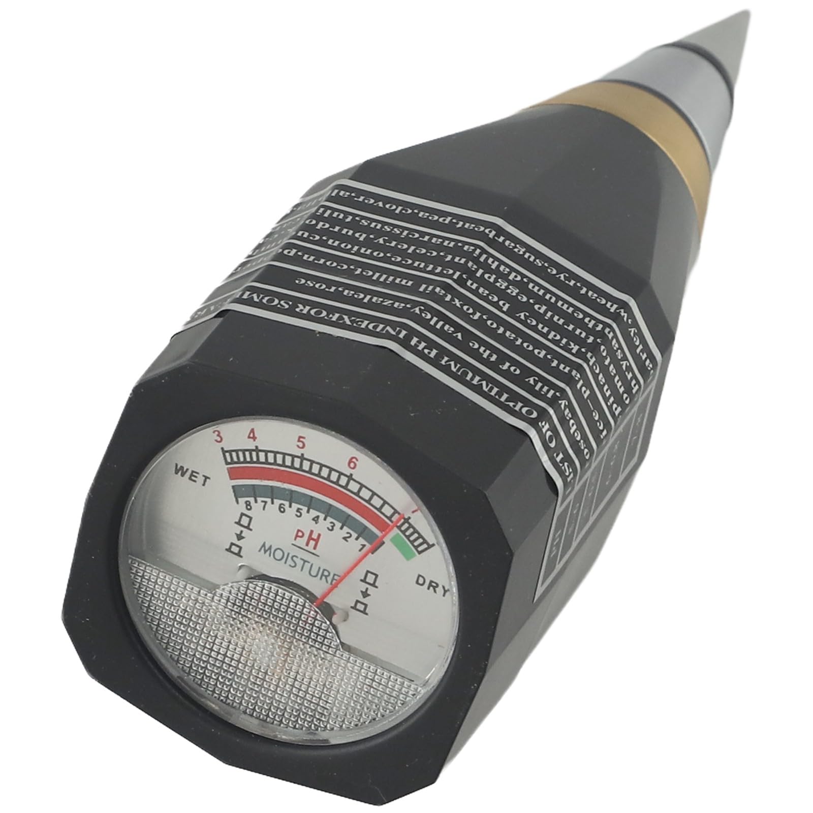 Testeur de pH du sol, capteur d'humidité portable avec électrode en métal et grand écran, testeur précis de plage de pH de 1 à 8 pour jardin, ferme, pelouse et plantes d'intérieur (noir)