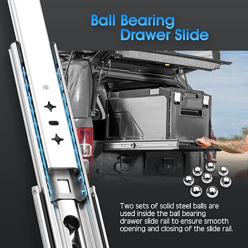 Miniatura 6 de AOLISHENG 1 par de guías de cajón resistentes de 12, 14, 16, 18, 20, 22, 24, 26, 28, 30, 32, 34, 36, 38, 40 pulgadas, capacidad de carga de 250