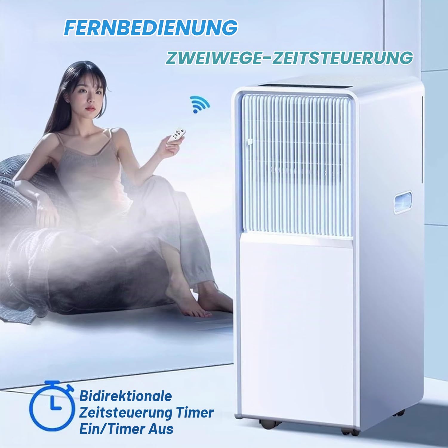 Mobile Klimaanlage bis 30m², 12000 BTU, 3-in-1 Kühlen Entfeuchten Ventilieren, Timer Fernbedienung, inkl Fensterabdichtung, Tiefe Kühlung für bis zu 42m³ pro St, 12000 BTU, 12000 BTU