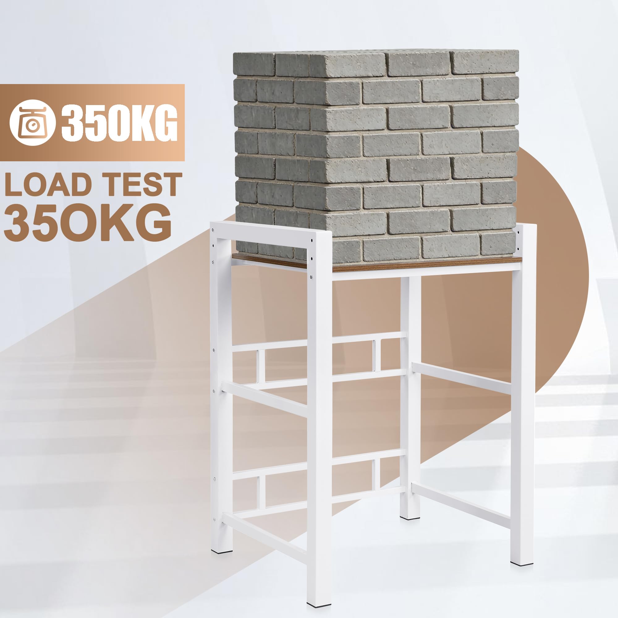 Waschmaschinenregal Waschmaschine Trockner Schrank 3 Höhenverstellbar Regal über Waschmaschinen,350kg Tragfähigkeit Waschturm Waschmaschinenschrank für Badezimmer Balkon (Weiß)