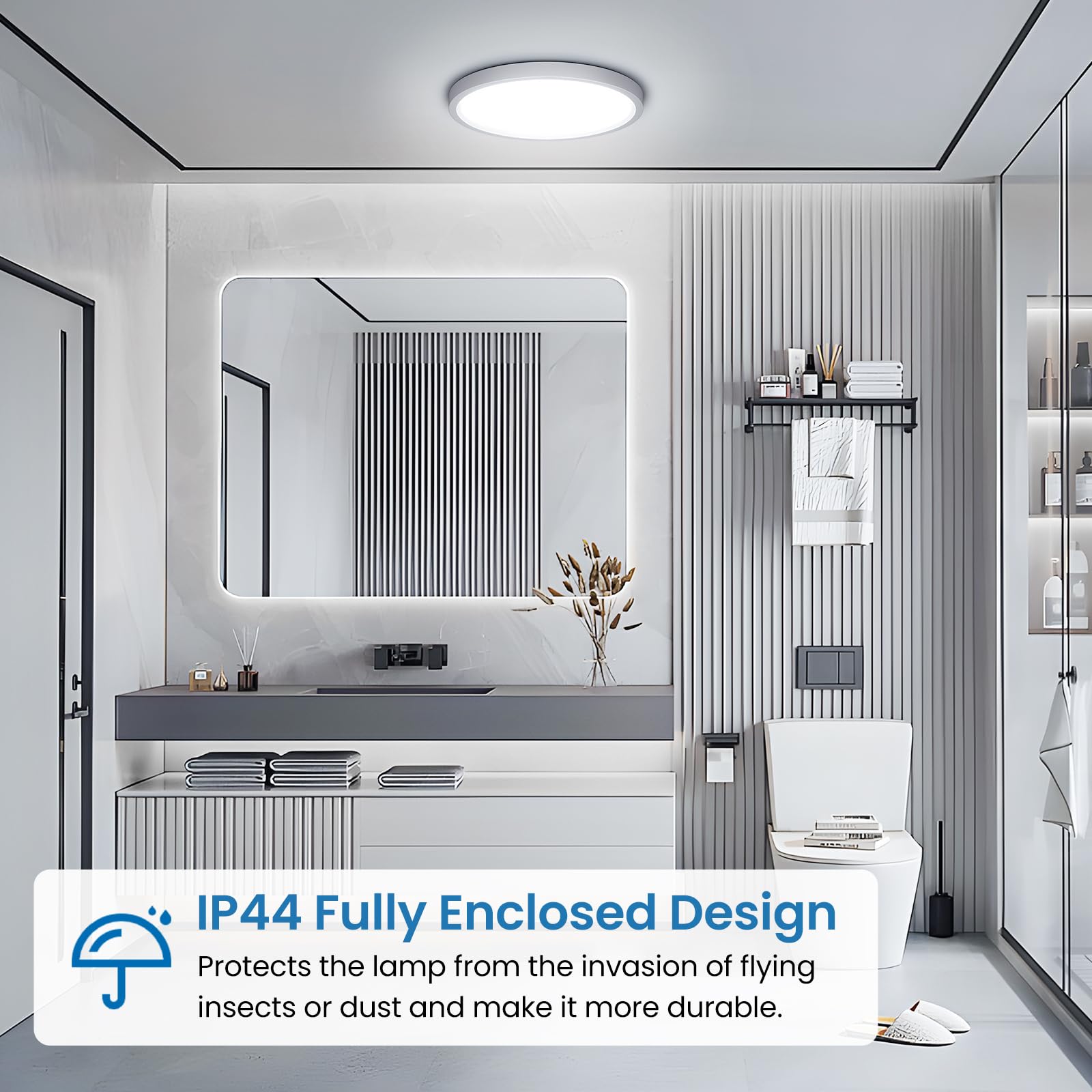 NIBSHOOM Plafoniera LED Soffitto, Lampadario Soffitto 18W, 6500K Lampada Luce Moderna per Camera da Letto, Bagno, Cucina, Soggiorno, Ufficio, Balcone, 1800LM, Bianco Naturale, Ø22cm