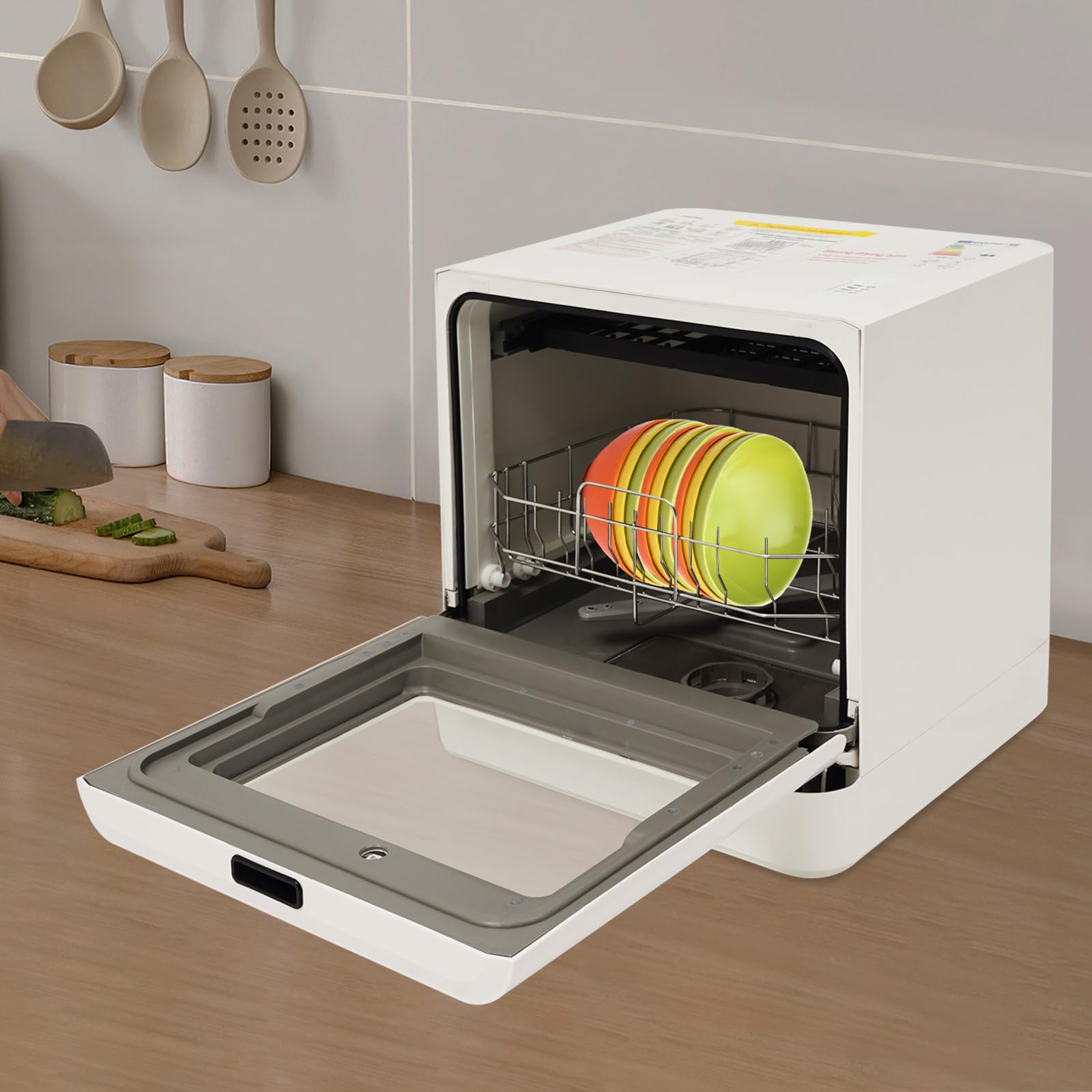 Lavastoviglie da tavolo, 4 programmi, acqua calda 72 °C con funzione di asciugatura, 800 W Lavastoviglie Elettrica, Touch Funzionamento