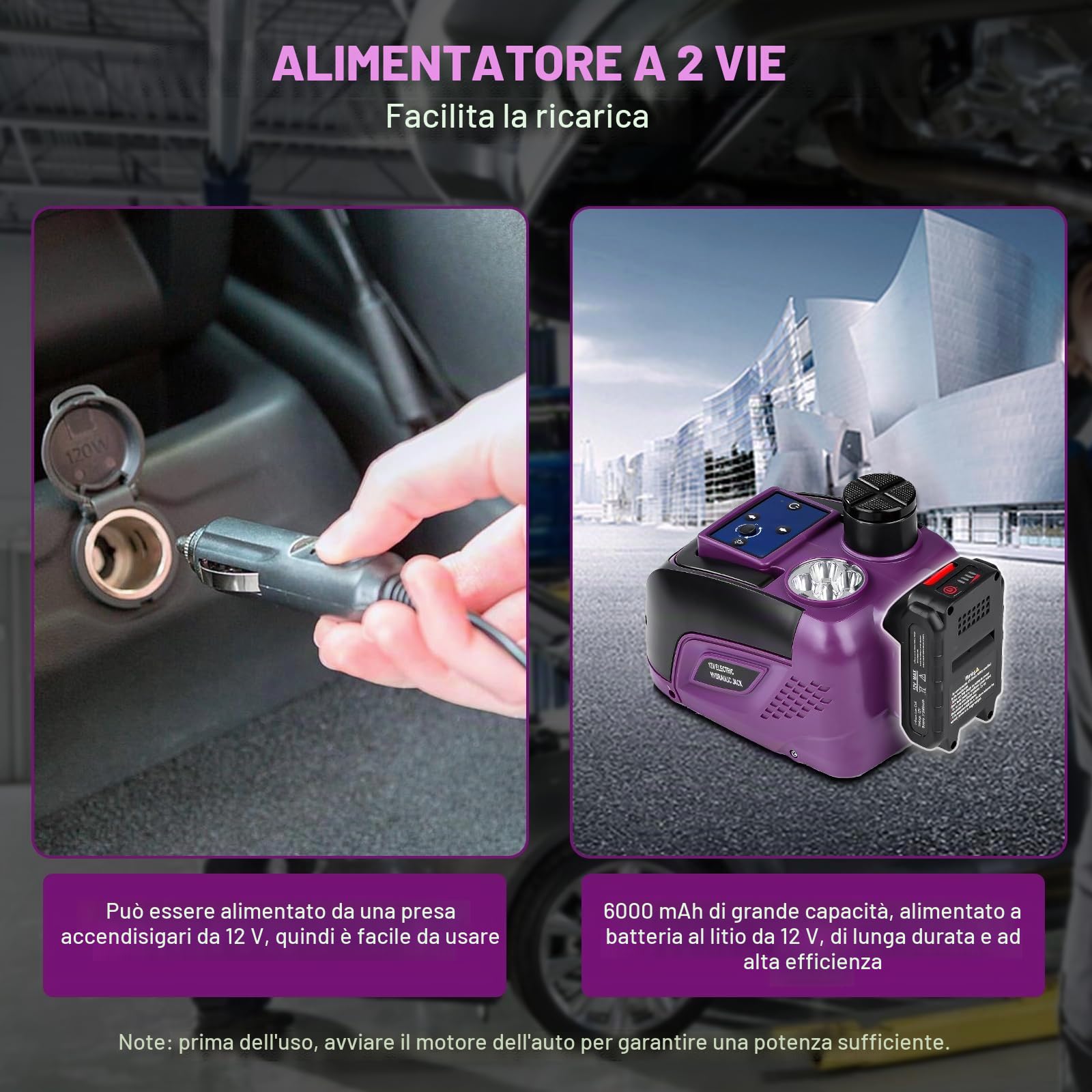 5T Cric Elettrico con Batteria 12V/6,0Ah, Cric Idraulico per Auto SUV MPV & Pickup, Protezione Antiscivolo, Altezza 17-45 cm, Telecomando Wireless & Luce LED