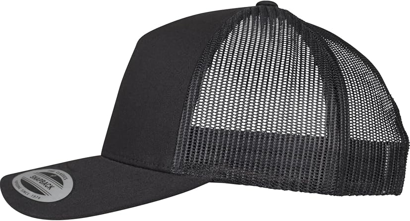 FLEXFIT Trucker Cap, Classic Trucker Hat, Baseball Trucker Cap with 5-Panel and Mesh Back, Adjustable Baseball Hat with Plastic Closure, Headwear, Unisex, Size: One Size