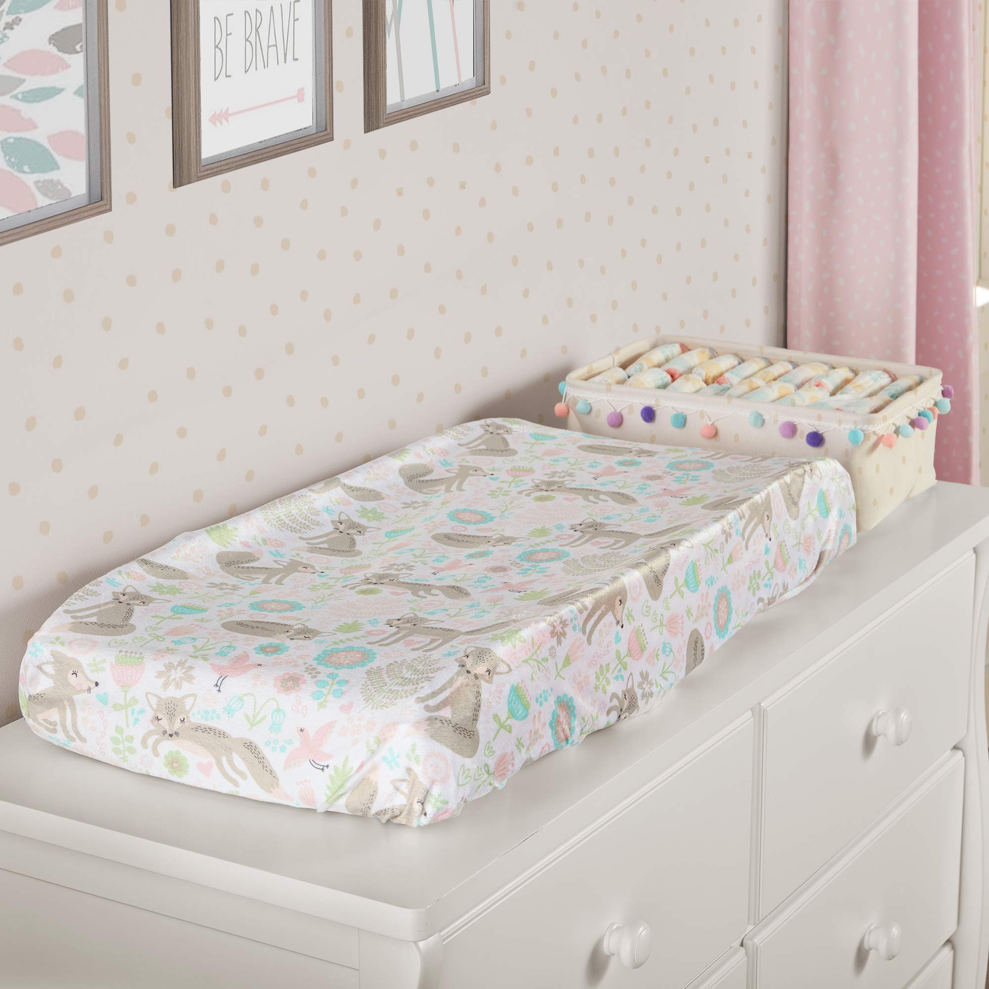 Lush Decor Baby Pixie Fox Geo Micro Mink 2 Pack Changing Pad Cover, Multicolored-image-38