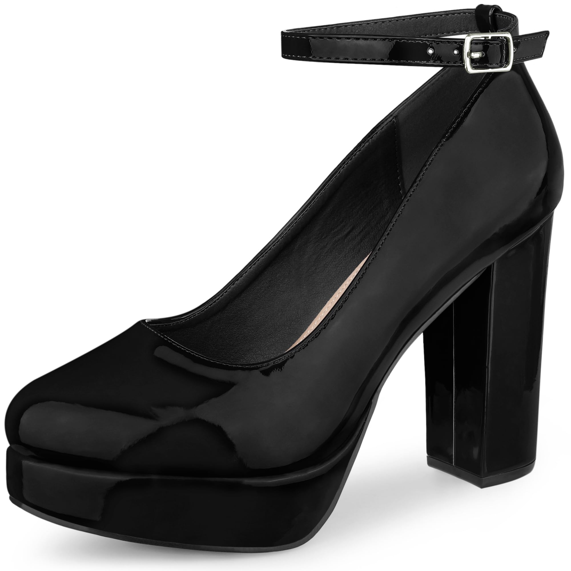 Perphy Ankle Strap Platform Chunky Heels Mary Jane Pumps for Women