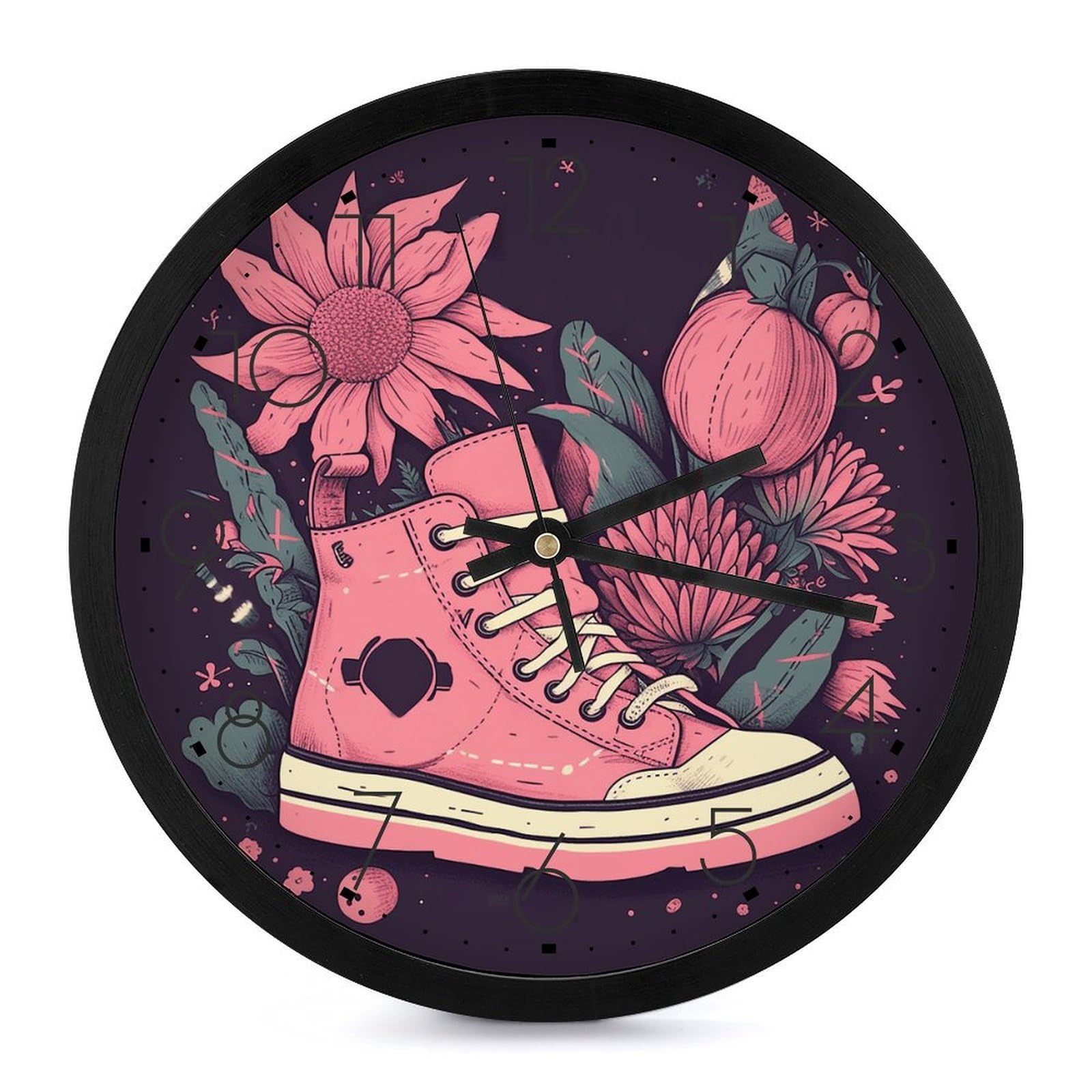 Horloge murale numérique silencieuse Peach Shoes, grand cadran 25,4 cm facile à lire