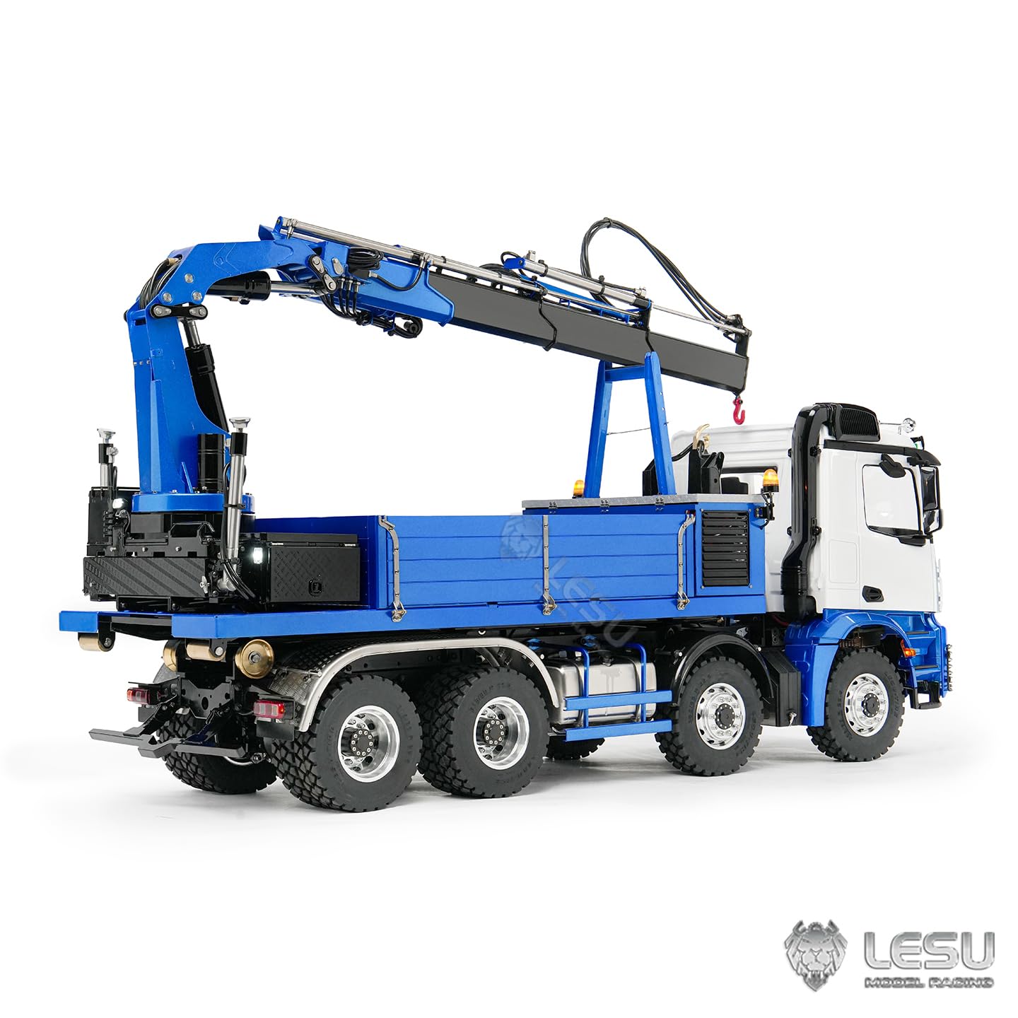 TOUCAN RC HOBBY LESU - Gru idraulica a 2 marce 1/14 RC Roll-On Off Dumper, modello in metallo, telaio 8 x 8, ribaltabile elettrico 2 + 7 CH valvola di bloccaggio