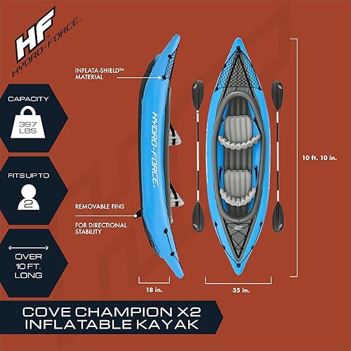 Miniatura 2 de Bestway Hydro Force - Juego de kayak inflable  Incluye asiento, remo, bomba de mano, bolsa de transporte de almacenamiento  Ideal para adultos,